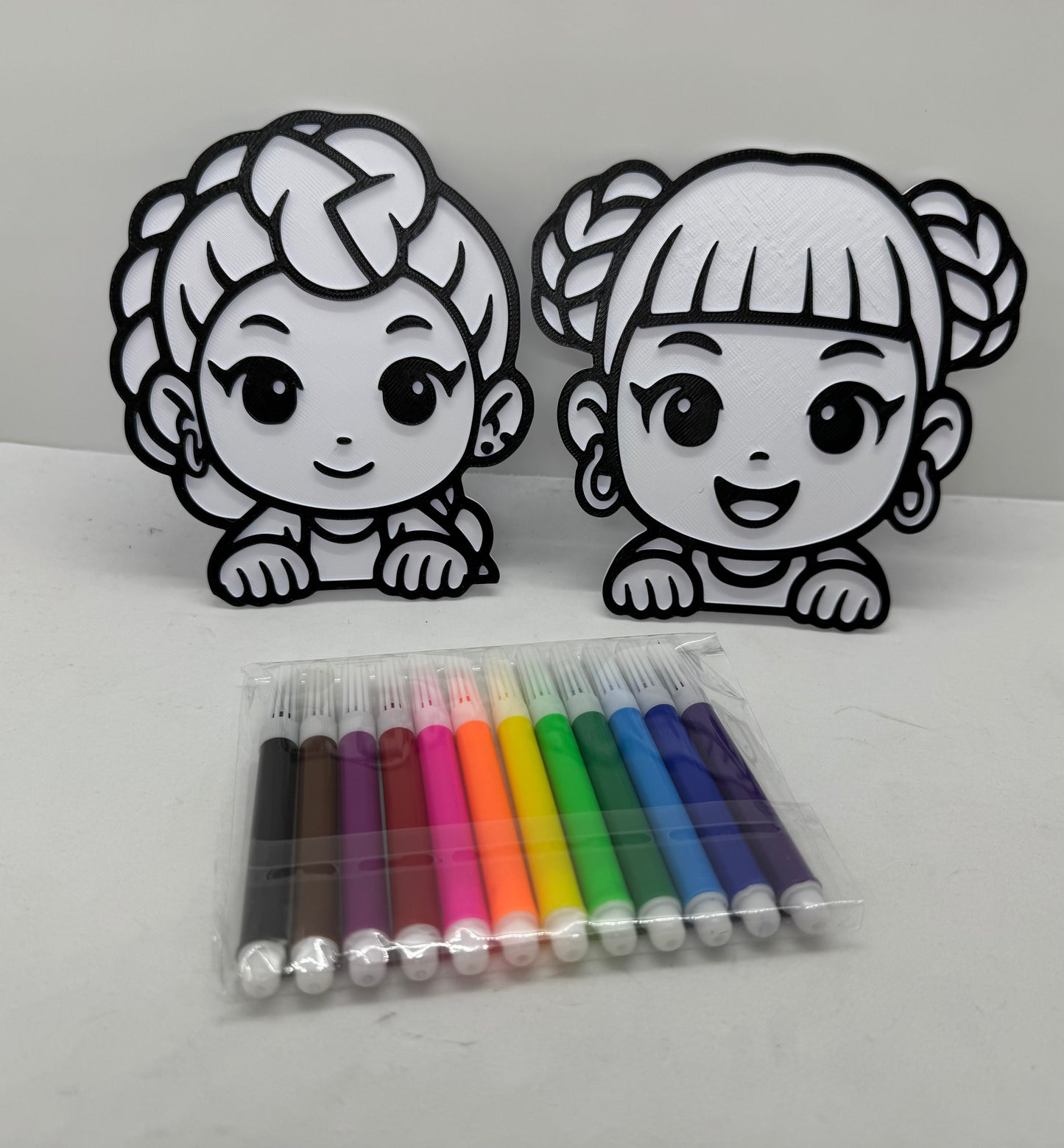 K-Pop Inspired Demon Hunter Paint Kit, Anime-Style DIY Craft, 3D Printed Color-Your-Own, Pop Star Fighter Party Activity